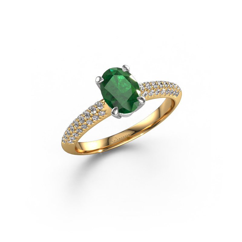 Image of Engagement ring Morane OVL 585 gold Emerald 7,5x5,5 mm