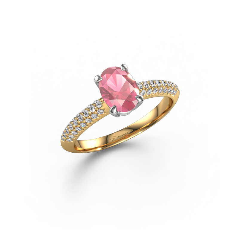 Image of Engagement ring Morane OVL 585 gold Tourmaline pink 7,5x5,5 mm