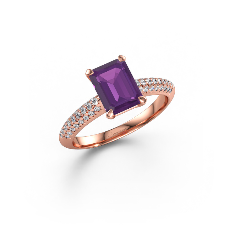 Immagine di Anello di fidanzamento Morane EME 585 oro rosa Ametista 8x6 mm