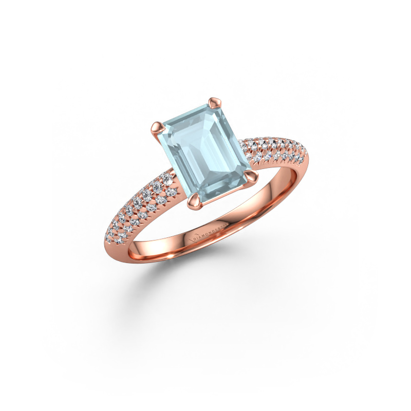 Immagine di Anello di fidanzamento Morane EME 585 oro rosa Acquamarina 8x6 mm