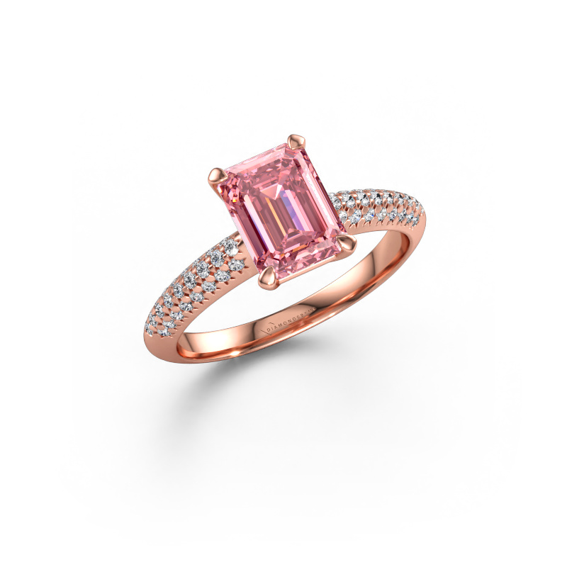 Image of Engagement ring Morane EME 585 rose gold Pink lab grown diamond 8x6 mm
