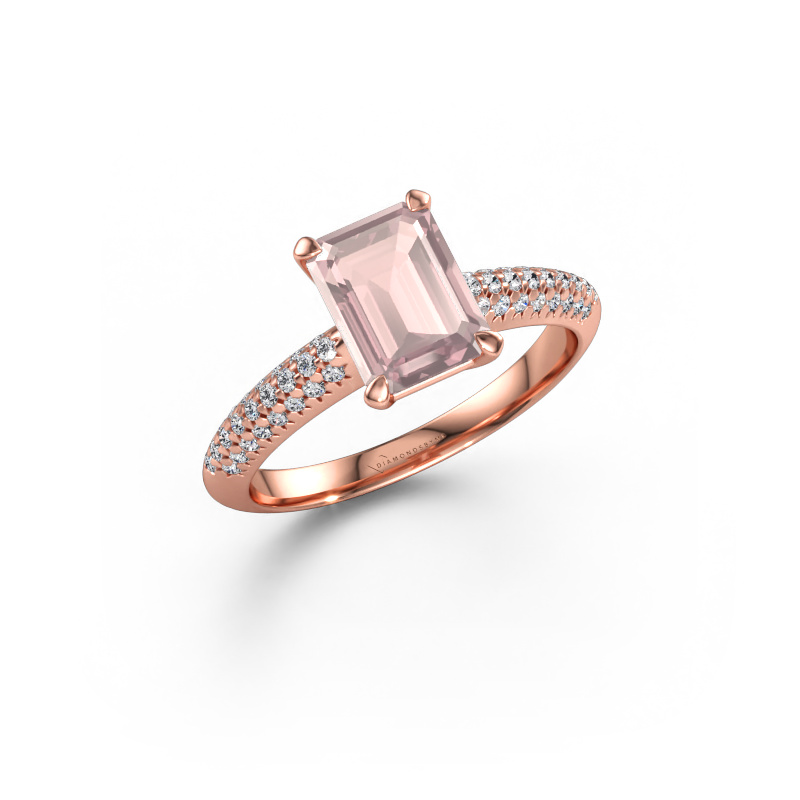 Immagine di Anello di fidanzamento Morane EME 585 oro rosa Morganite champagne 8x6 mm
