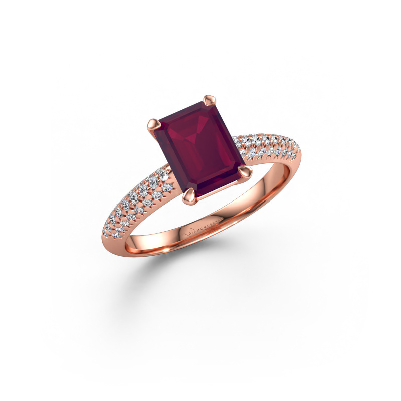 Immagine di Anello di fidanzamento Morane EME 585 oro rosa Rodolite 8x6 mm