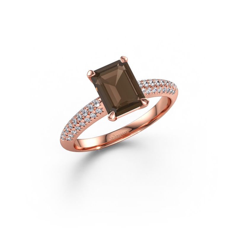 Immagine di Anello di fidanzamento Morane EME 585 oro rosa Quarzo fumé 8x6 mm