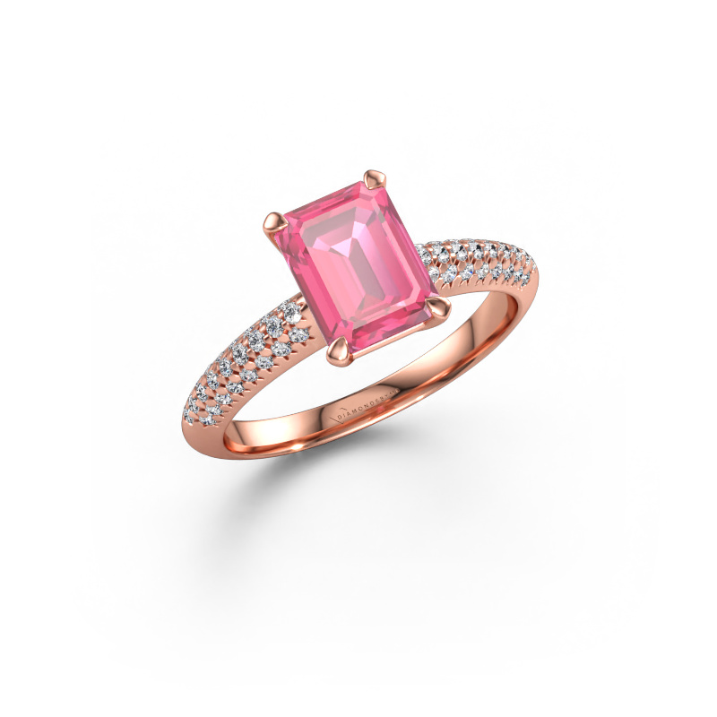 Immagine di Anello di fidanzamento Morane EME 585 oro rosa Zaffiro rosa 8x6 mm