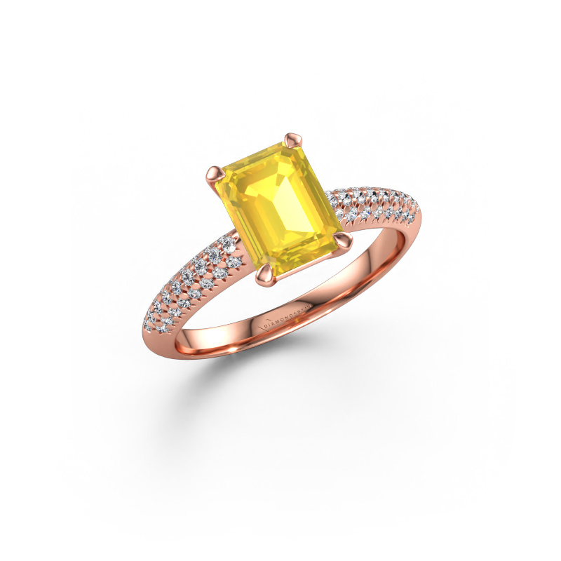 Immagine di Anello di fidanzamento Morane EME 585 oro rosa Zaffiro giallo 8x6 mm