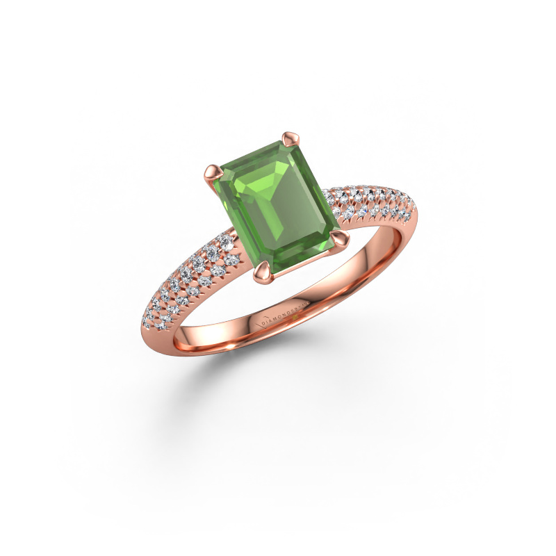 Immagine di Anello di fidanzamento Morane EME 585 oro rosa Tormalina verde 8x6 mm