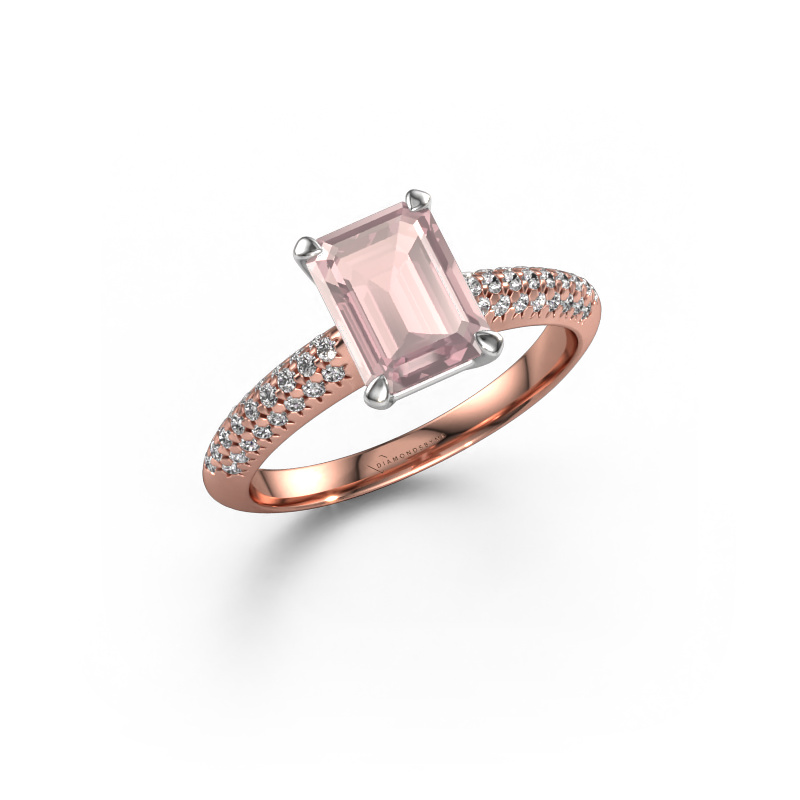 Image of Engagement ring Morane EME 585 rose gold Morganite champagne 8x6 mm