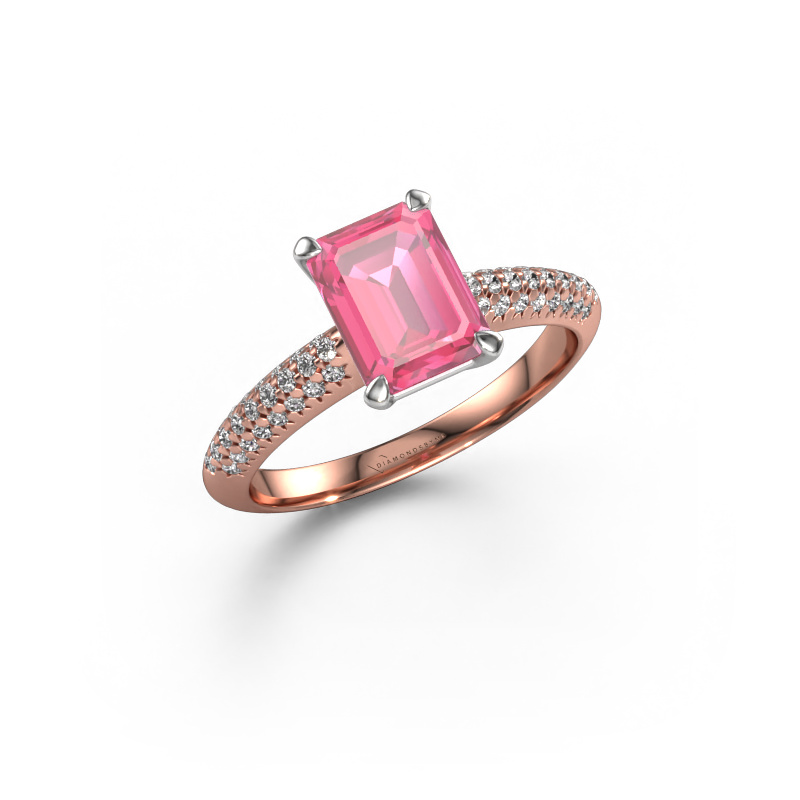 Image of Engagement ring Morane EME 585 rose gold Pink sapphire 8x6 mm