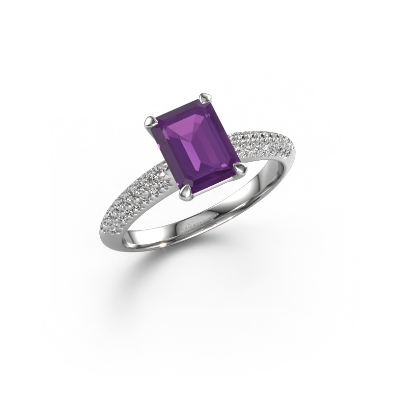Image of Engagement ring Morane EME 585 white gold Amethyst 8x6 mm