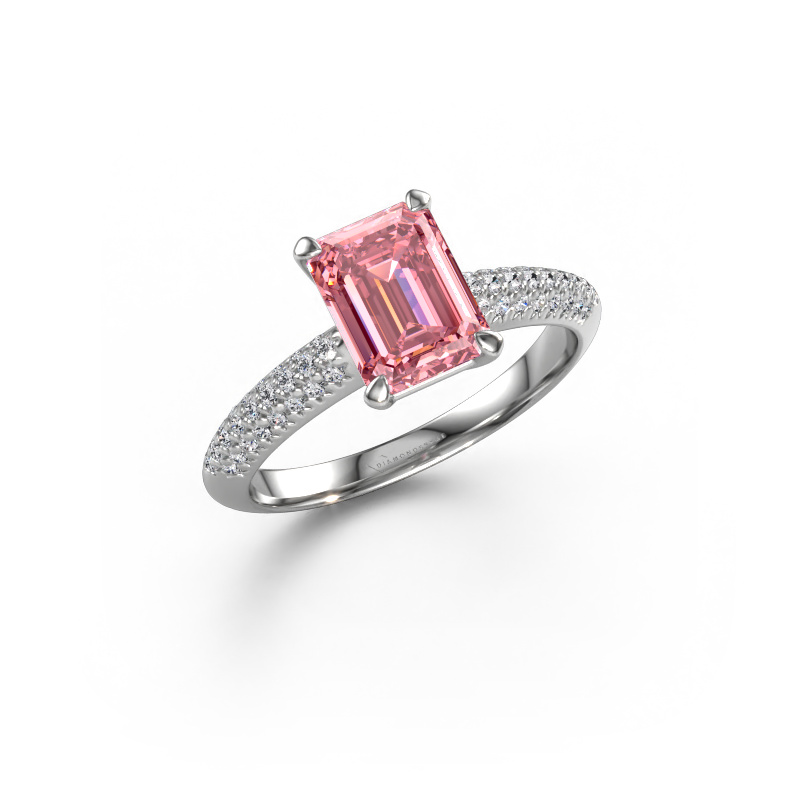 Afbeelding van Verlovingsring Morane EME 585 witgoud Roze lab grown diamant 8x6 mm