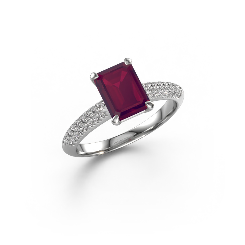 Image of Engagement ring Morane EME 950 platinum Rhodolite 8x6 mm