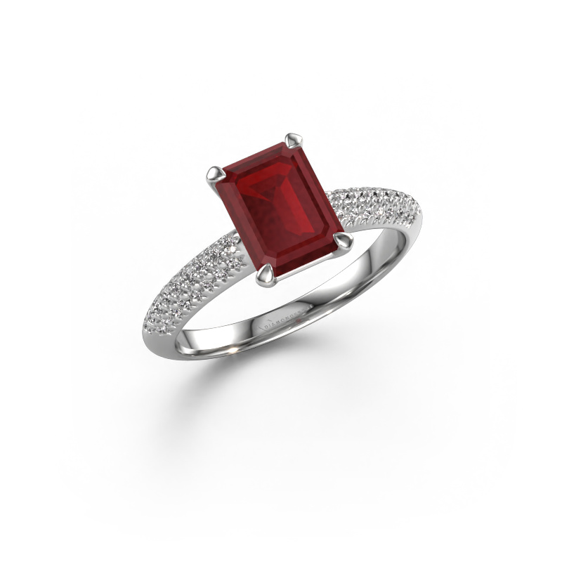 Image of Engagement ring Morane EME 950 platinum Ruby 8x6 mm