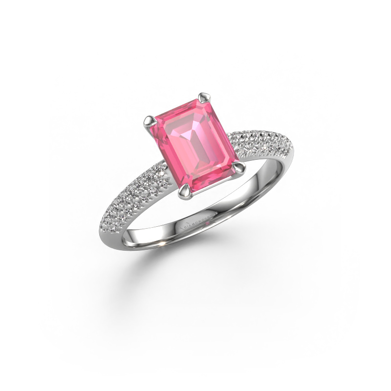 Image of Engagement ring Morane EME 585 white gold Pink sapphire 8x6 mm