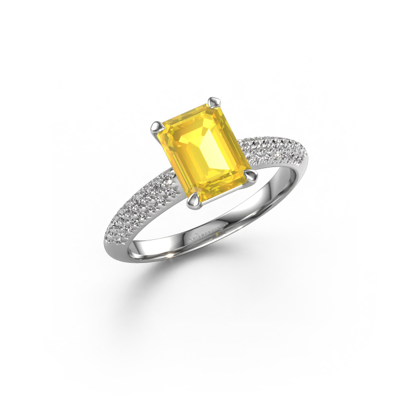 Image of Engagement ring Morane EME 950 platinum Yellow sapphire 8x6 mm