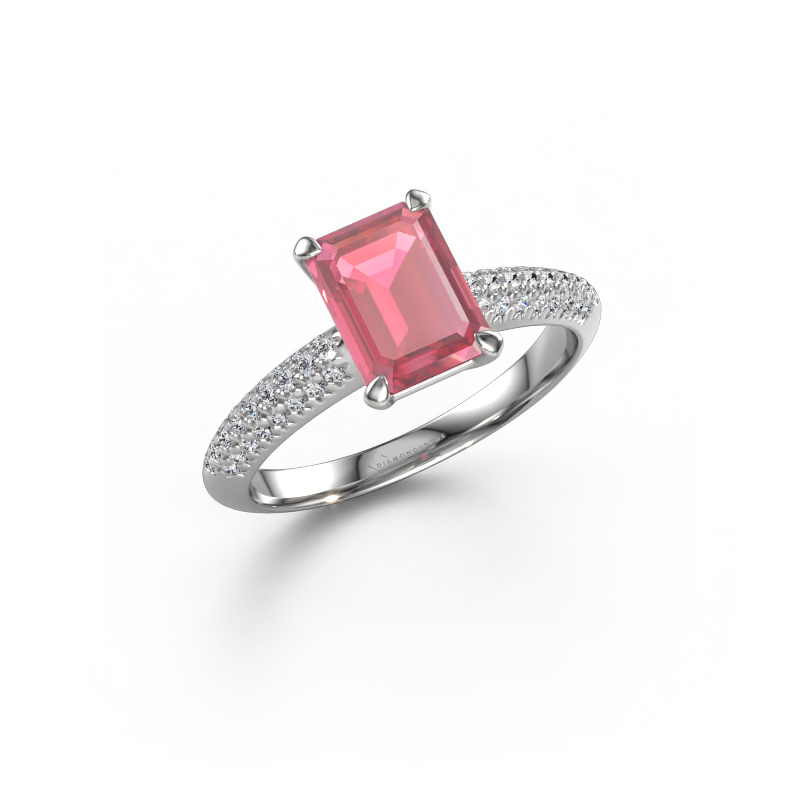 Image of Engagement ring Morane EME 950 platinum Tourmaline pink 8x6 mm