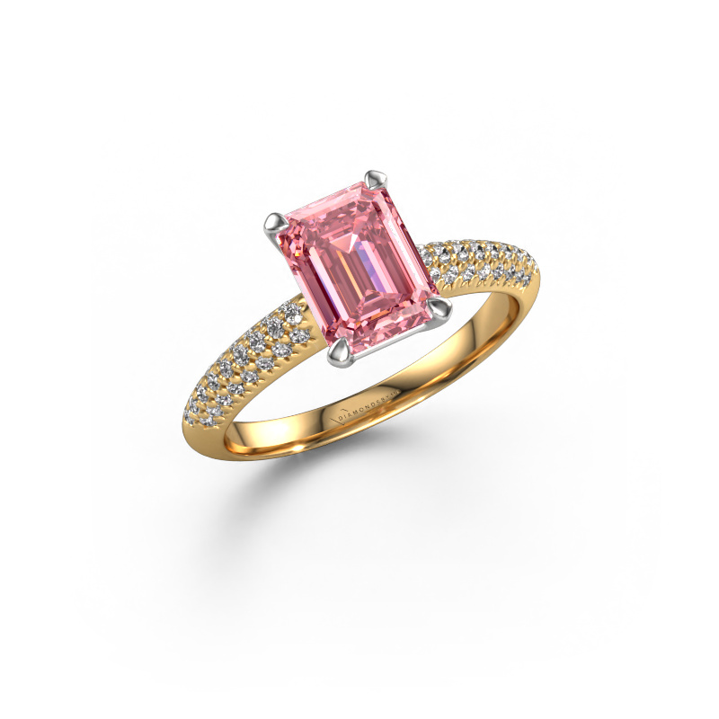 Image of Engagement ring Morane EME 585 gold Pink lab grown diamond 8x6 mm