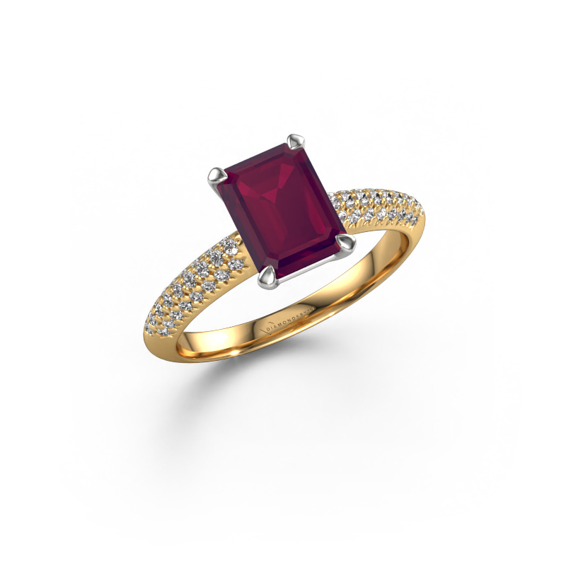 Image of Engagement ring Morane EME 585 gold Rhodolite 8x6 mm