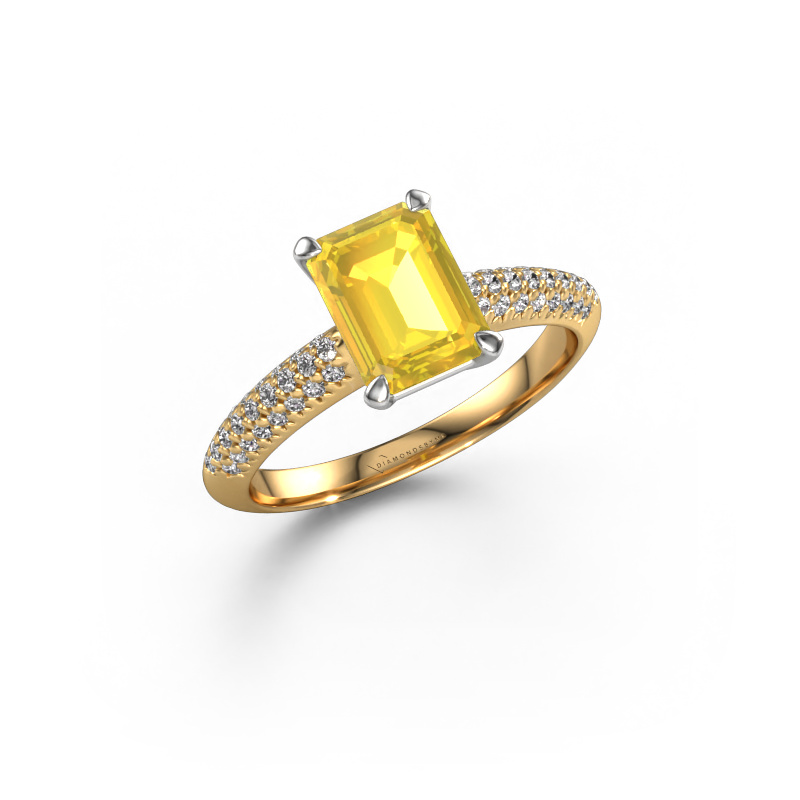 Bild von Verlobungsring Morane EME 585 Gold Gelb Saphir 8x6 mm