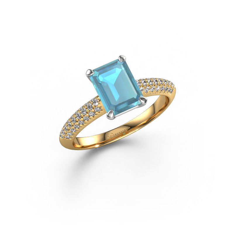 Image of Engagement ring Morane EME 585 gold Blue topaz 8x6 mm