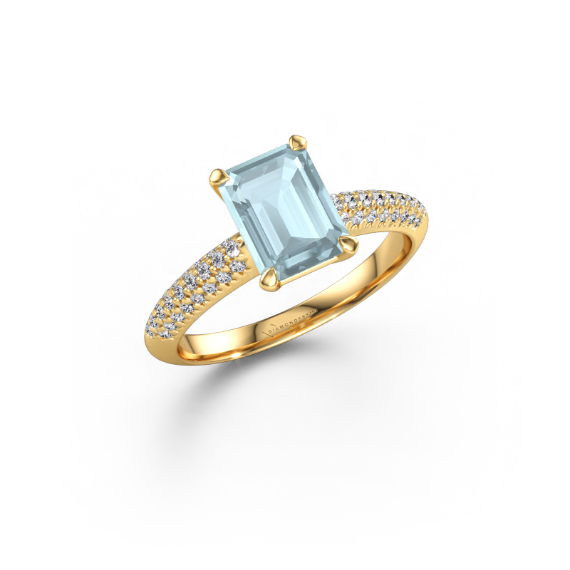 Bild av Förlovningsring Morane EME 585 gult guld Akvamarin 8x6 mm