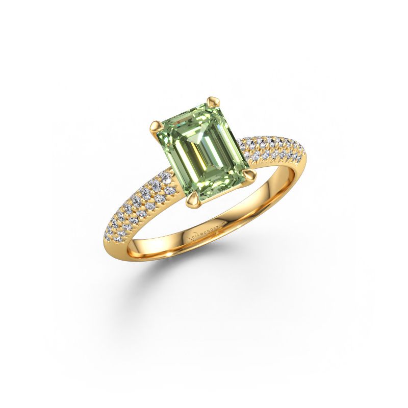 Immagine di Anello di fidanzamento Morane EME 585 oro Diamante lab grown verde 8x6 mm