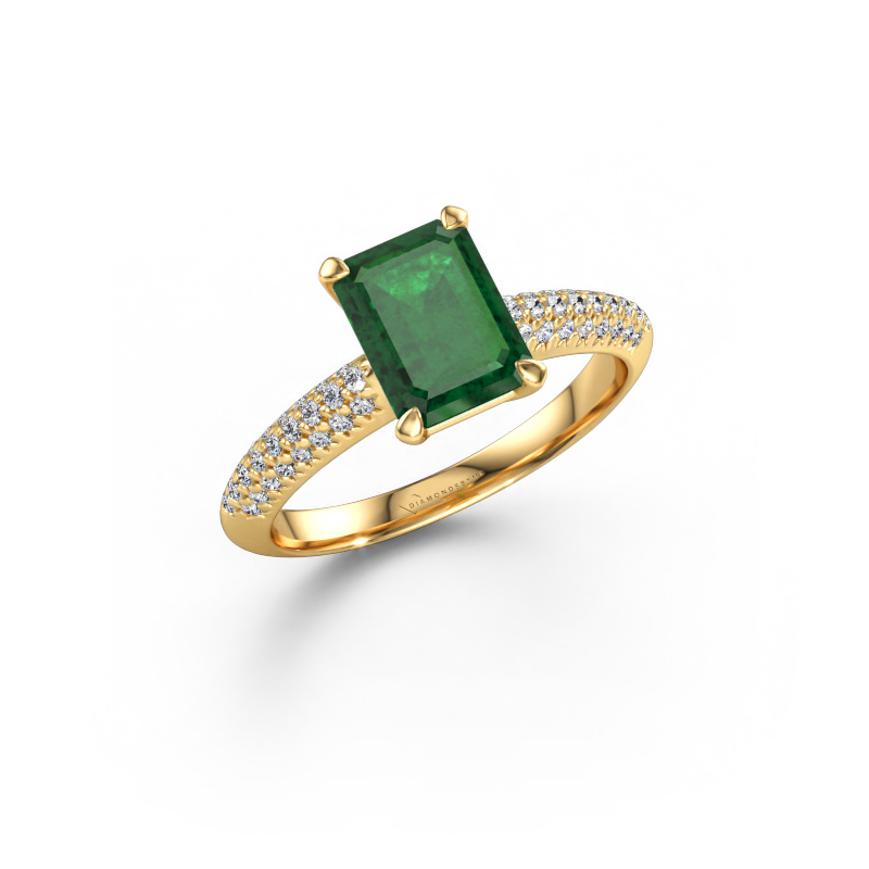 Immagine di Anello di fidanzamento Morane EME 585 oro Smeraldo 8x6 mm