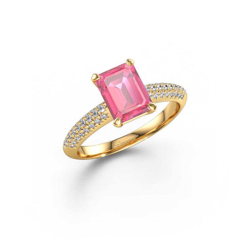 Immagine di Anello di fidanzamento Morane EME 585 oro Zaffiro rosa 8x6 mm