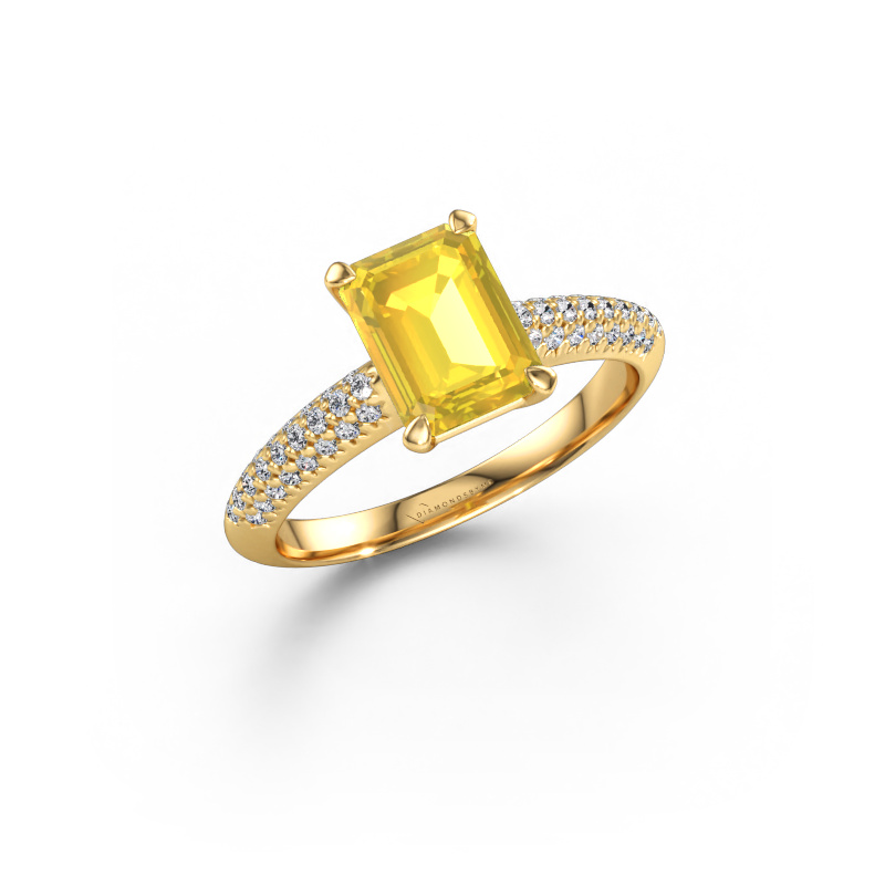 Immagine di Anello di fidanzamento Morane EME 585 oro Zaffiro giallo 8x6 mm
