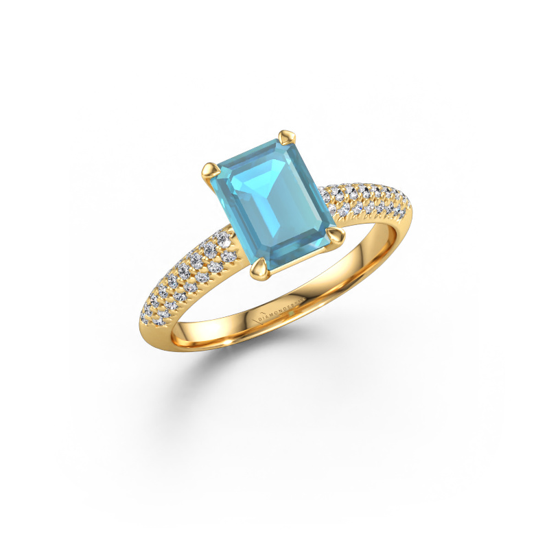 Immagine di Anello di fidanzamento Morane EME 585 oro Topazio blu 8x6 mm