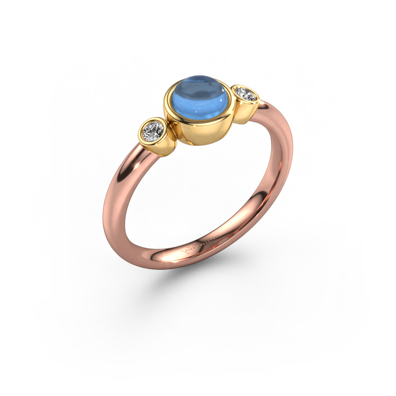Bild von Ring Muriel 585 Roségold Blau Topas 5 mm