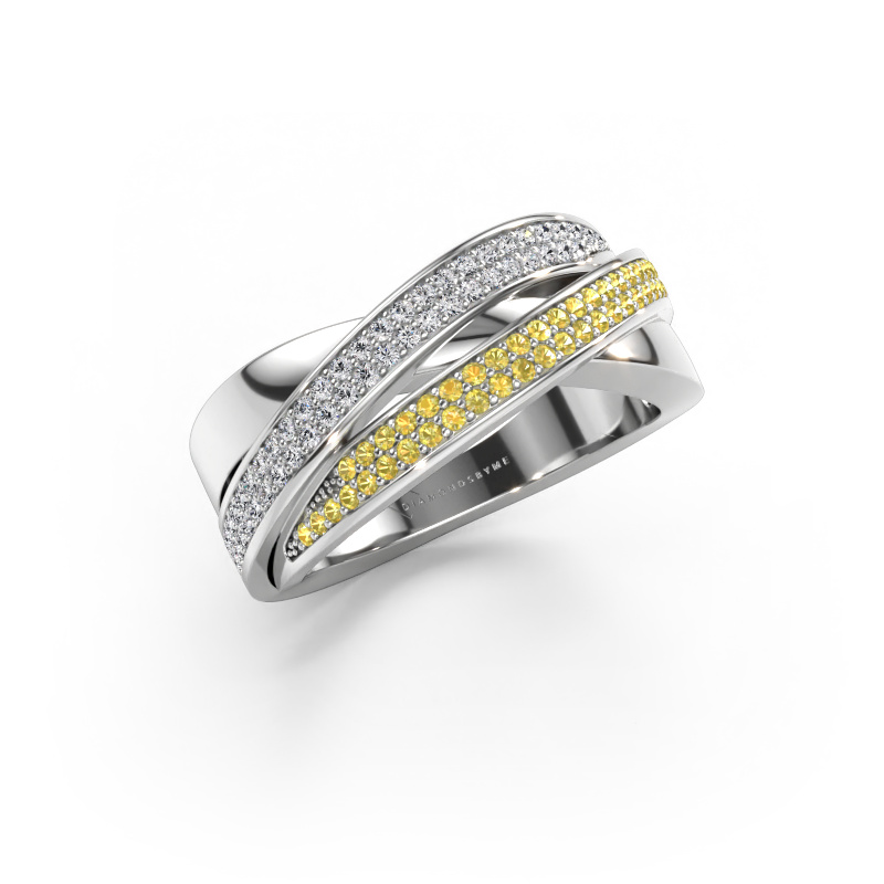 Bild av Ring Myra 585 vitt guld Gul safir 1 mm