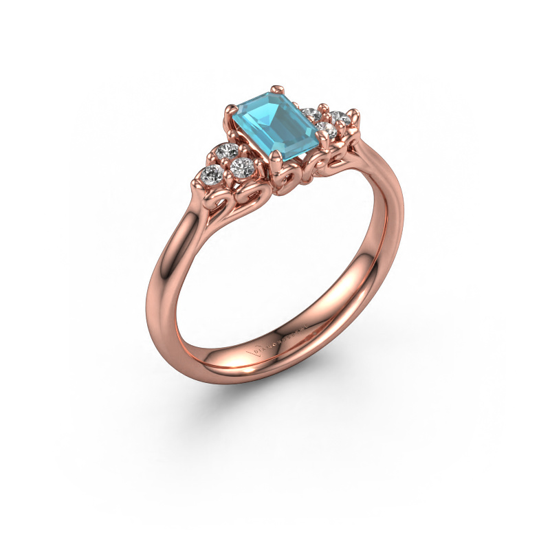 Image de Bague de fiançailles Myrna EME 585 or rose Topaze bleue 6x4 mm