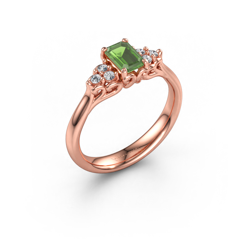 Immagine di Anello di fidanzamento Myrna EME 585 oro rosa Tormalina verde 6x4 mm