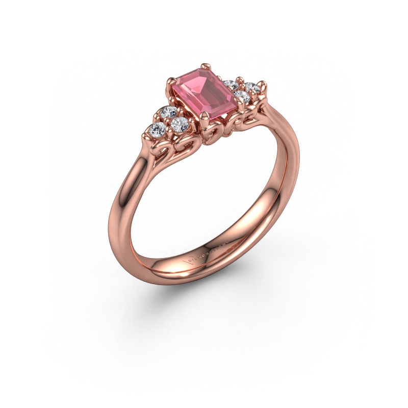 Afbeelding van Aanzoeksring Myrna EME 585 rosé goud Toermalijn pink 6x4 mm