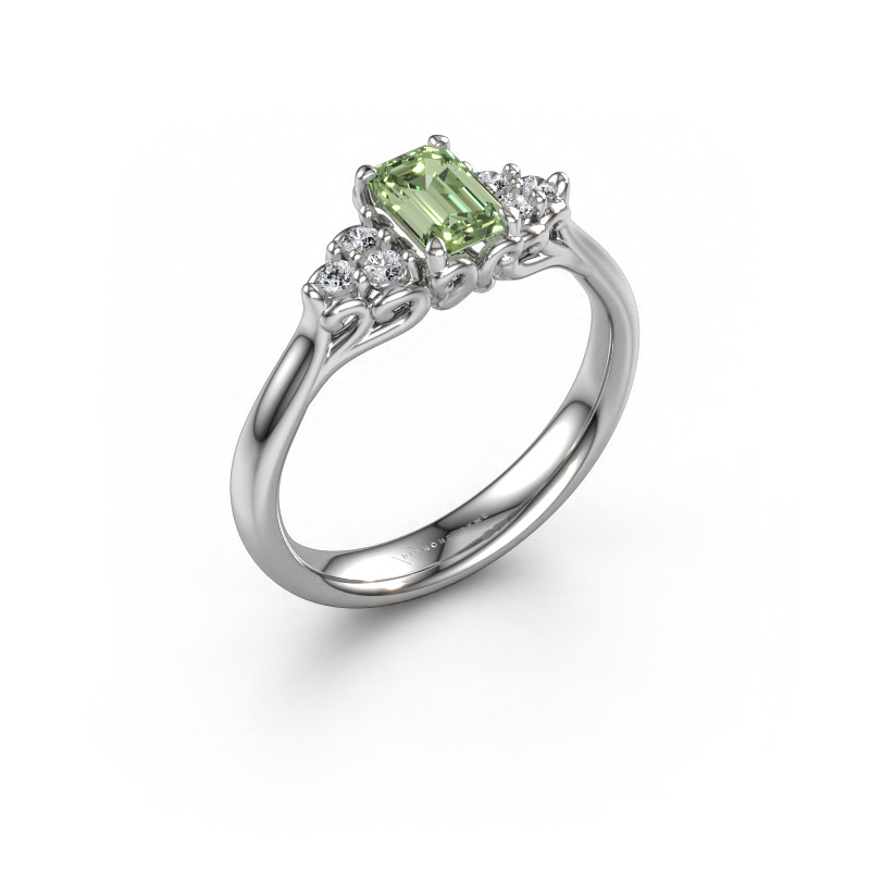 Image of Engagement ring Myrna EME 950 platinum Green lab grown diamond 6x4 mm