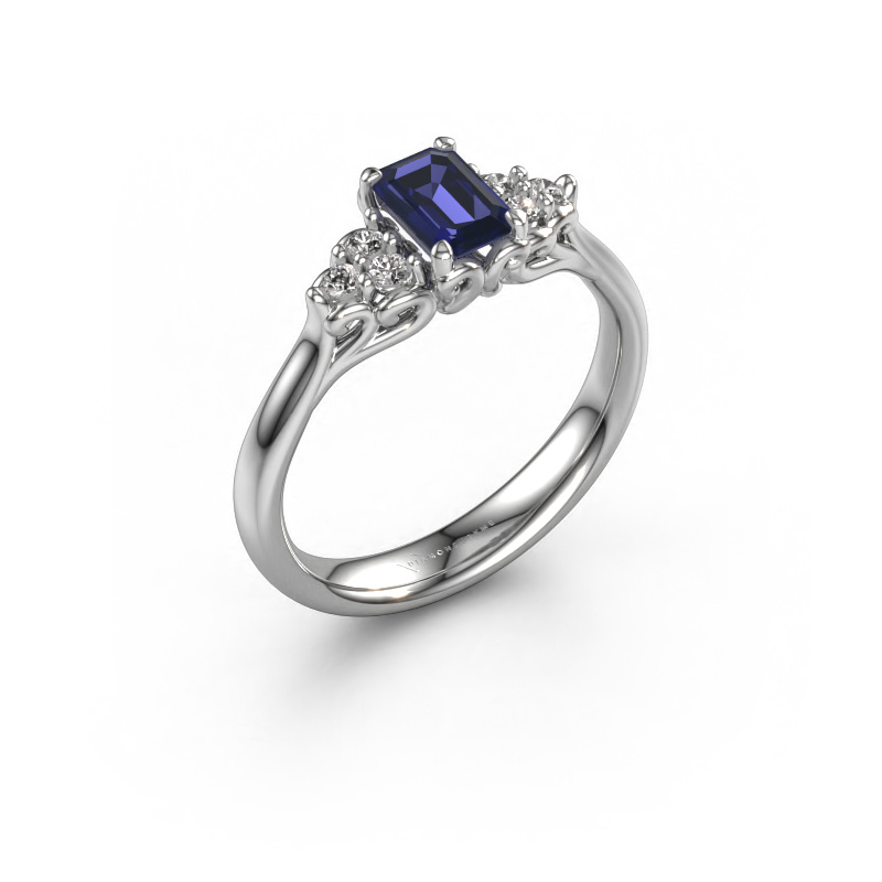 Image of Engagement ring Myrna EME 585 white gold Sapphire 6x4 mm
