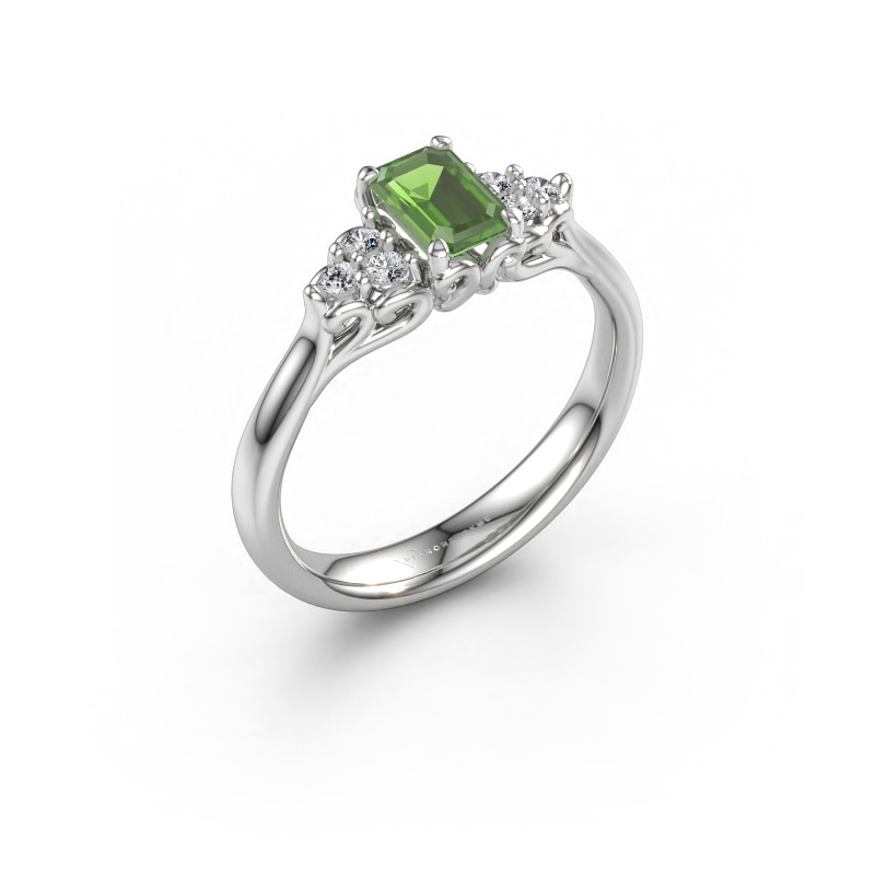 Afbeelding van Aanzoeksring Myrna EME 950 platina Toermalijn groen 6x4 mm