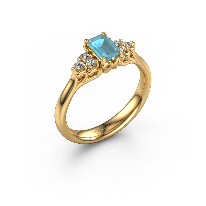 Image of Engagement ring Myrna EME 585 gold Blue topaz 6x4 mm