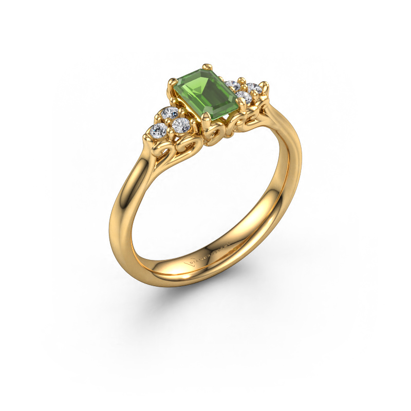 Bild von Verlobungsring Myrna EME 585 Gold Turmalin grün 6x4 mm
