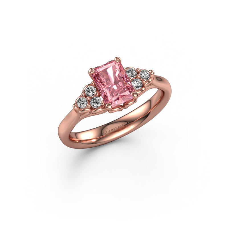 Image of Engagement ring Myrna RAD 585 rose gold Pink lab grown diamond 7x5 mm