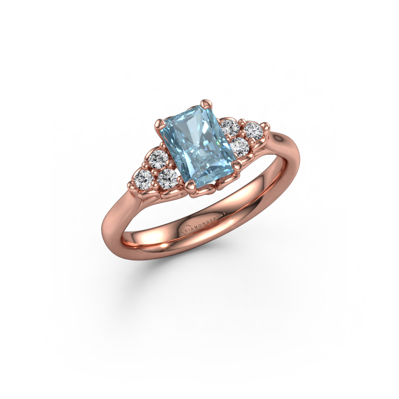 Bild von Verlobungsring Myrna RAD 585 Roségold Blauer Labordiamant 7x5 mm