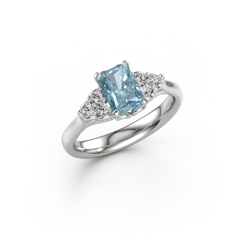 Immagine di Anello di fidanzamento Myrna RAD 950 platino Diamante lab grown blu 7x5 mm