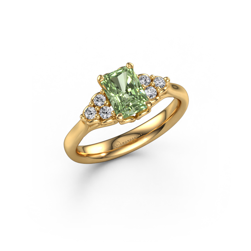 Image of Engagement ring Myrna RAD 585 gold Green lab grown diamond 7x5 mm