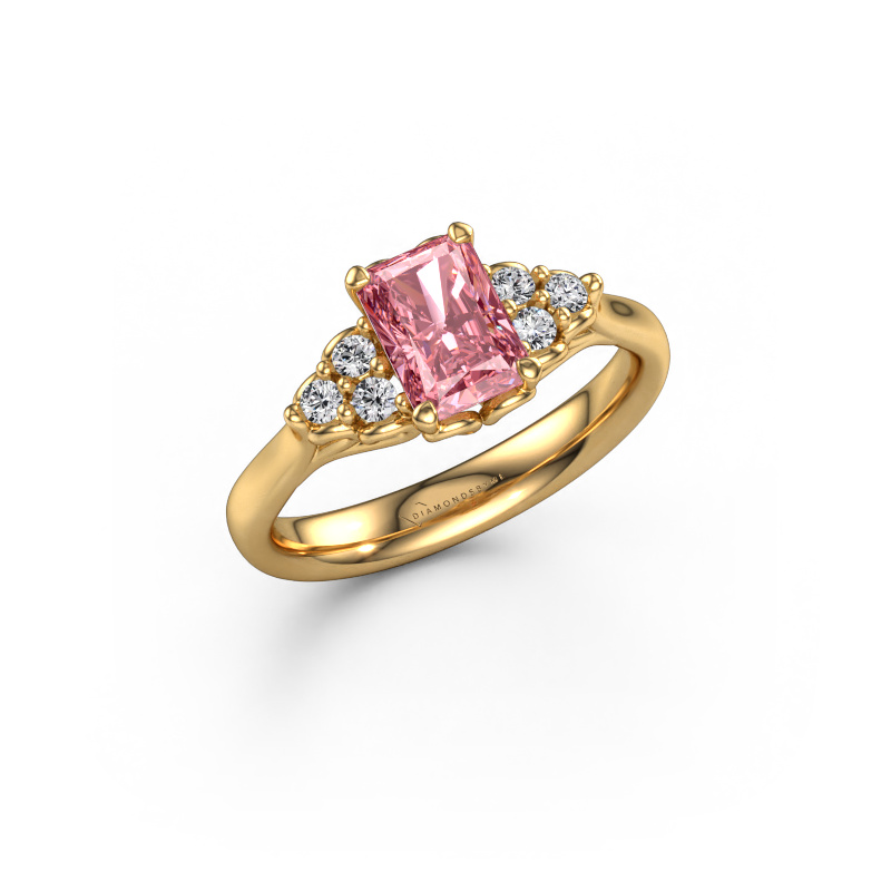 Image of Engagement ring Myrna RAD 585 gold Pink lab grown diamond 7x5 mm