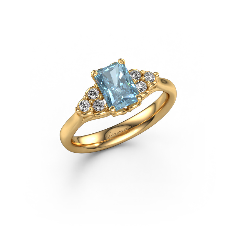 Image of Engagement ring Myrna RAD 585 gold Blue lab grown diamond 7x5 mm