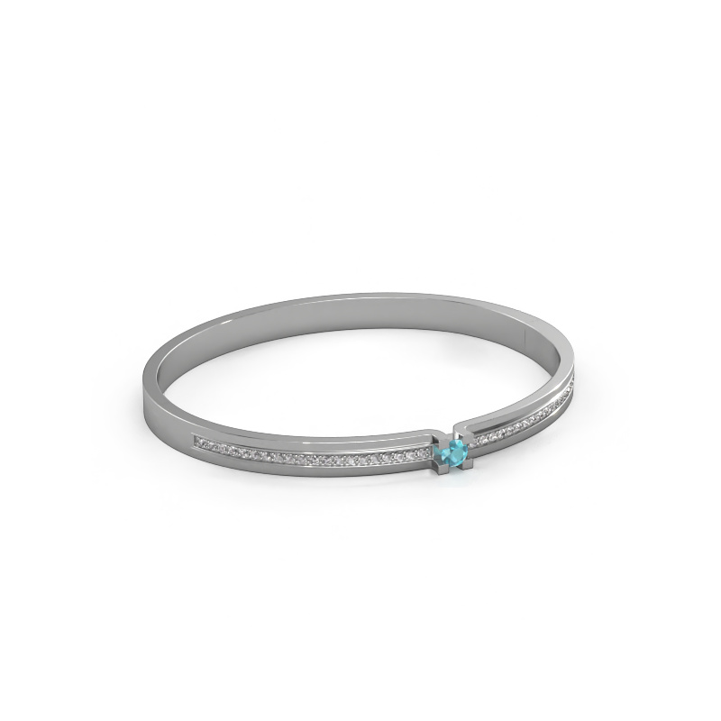 Image de Bracelet Myrthe 585 or blanc Topaze bleue 4 mm