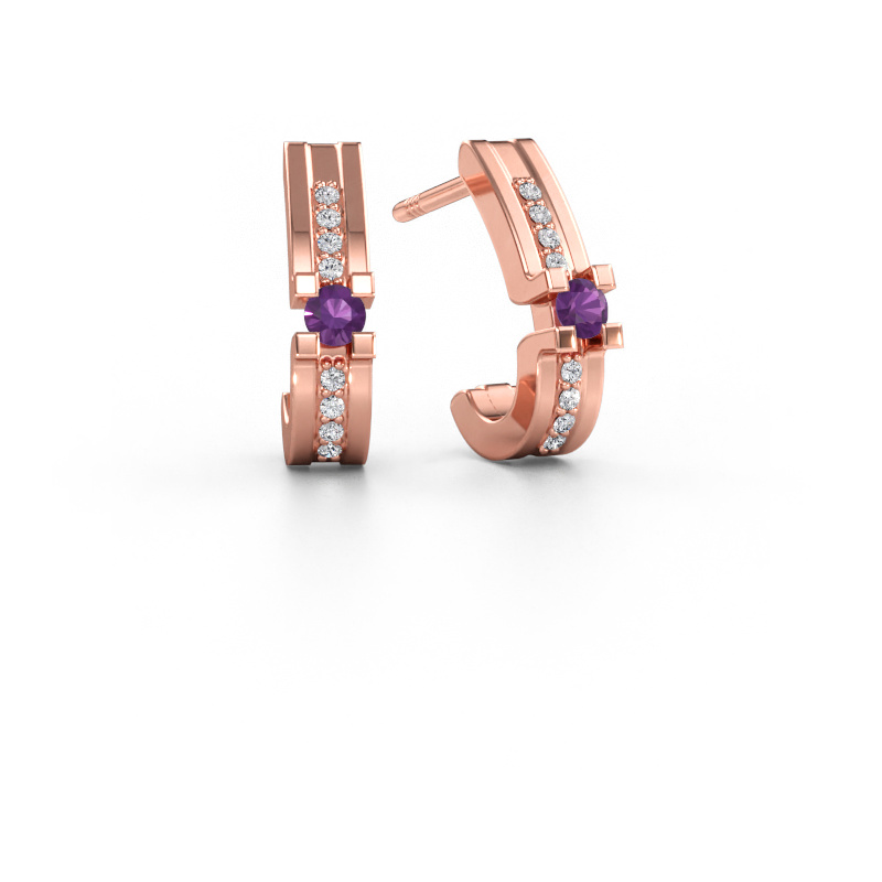 Image of Earrings Myrthe 585 rose gold Amethyst 2.5 mm