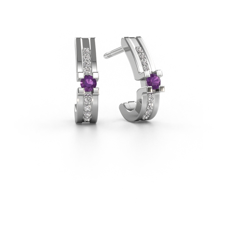 Image of Earrings Myrthe 950 platinum Amethyst 2.5 mm