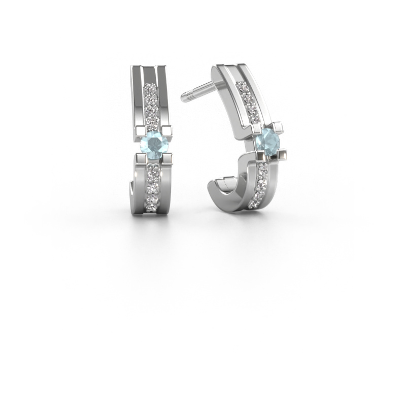 Image de Boucles d'oreilles Myrthe 950 platine Aigue-marine 2.5 mm